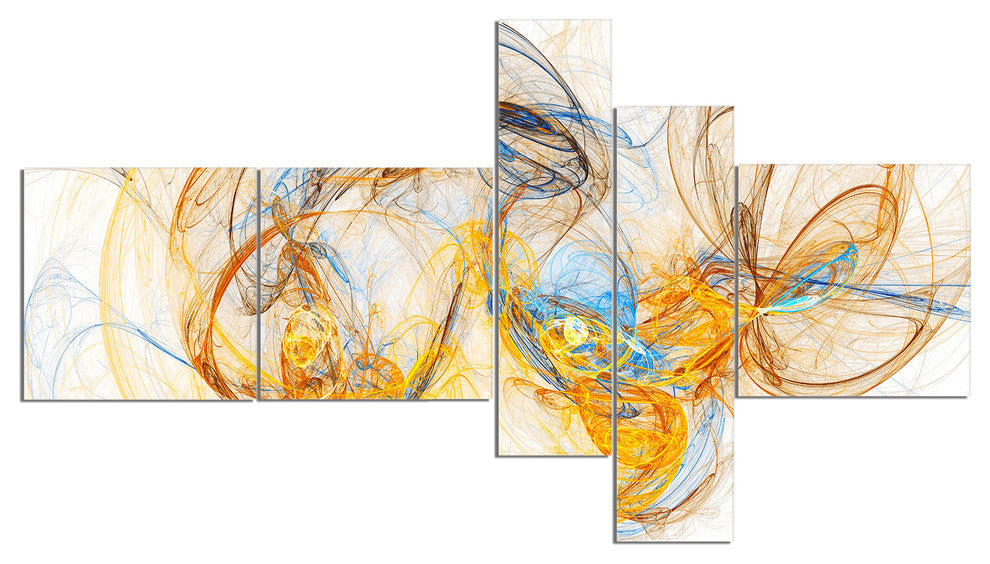 Billowing Smoke Yellow, Abstract Canvas art print, 60"x32", 5 panels