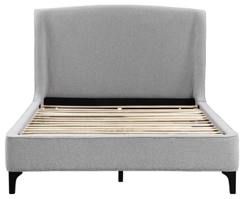 Coaster Mosby Fabric Upholstered Curved Headboard Queen Bed in Light Gray
