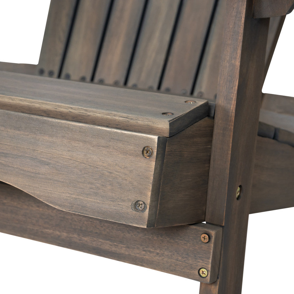 GDF Studio Milan Outdoor Folding Wood Adirondack Chair, Gray