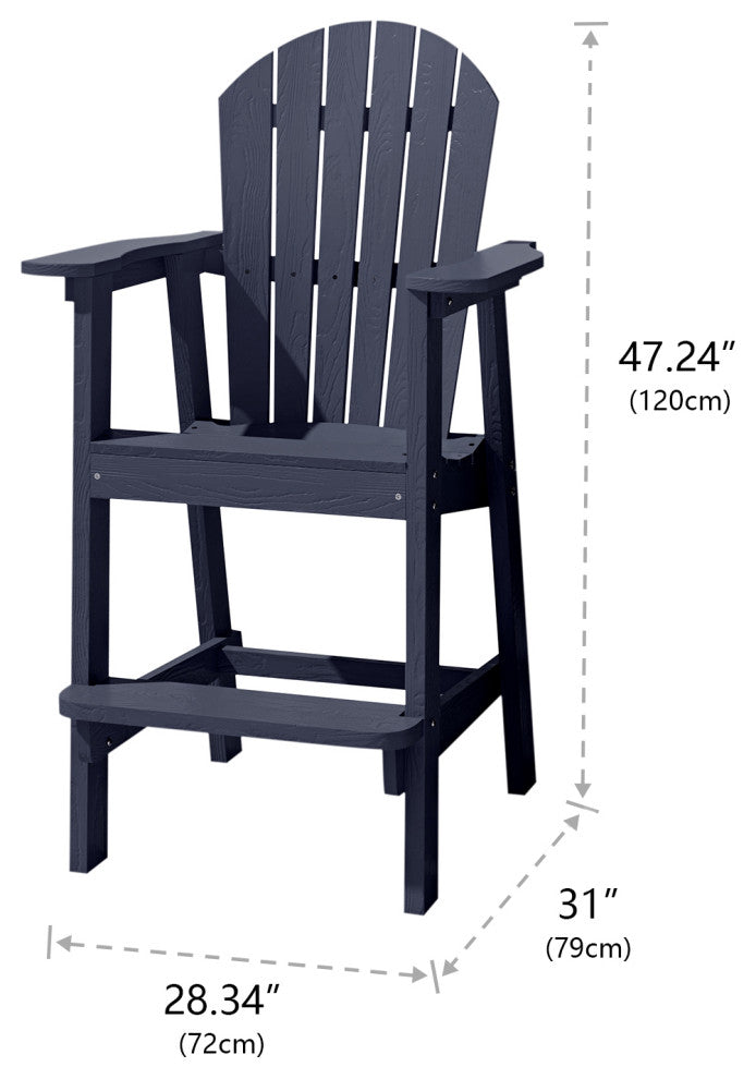 Rustic Adirondack Chairs Outdoor BarStools with Hight Back Design, Navy