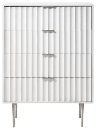 Modernist Medium Gloss Finish Chest, Brushed Chrome