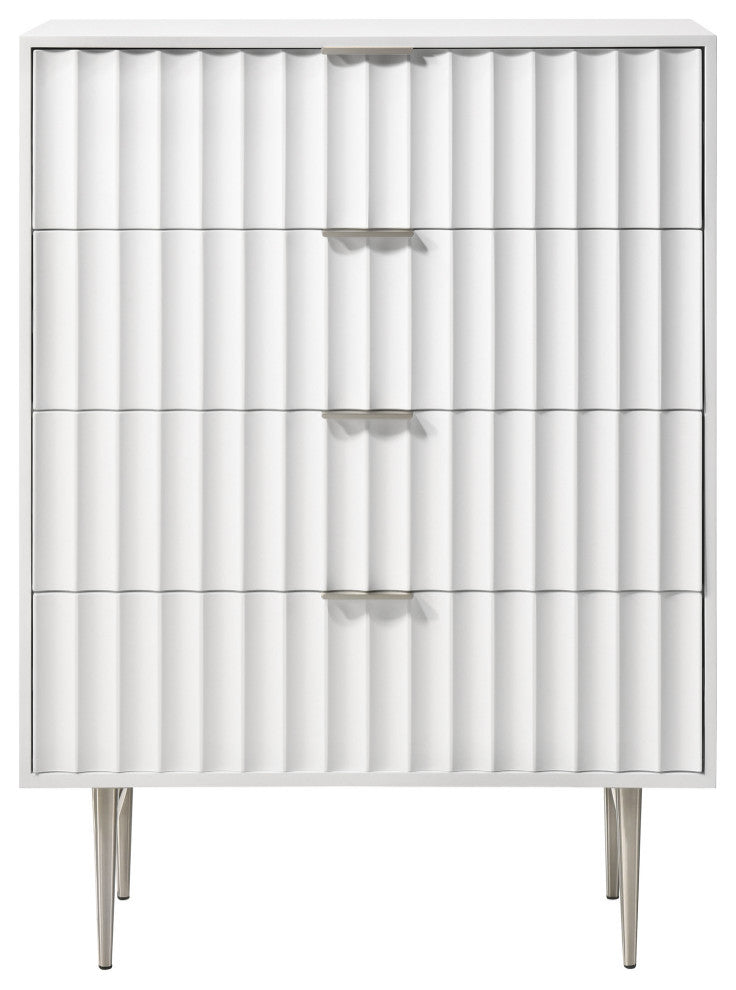 Modernist Medium Gloss Finish Chest, Brushed Chrome