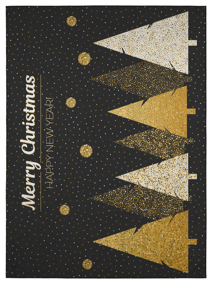 Indoor/Outdoor Wonderland WN11 Black Machine Washable 3' x 5' Rug