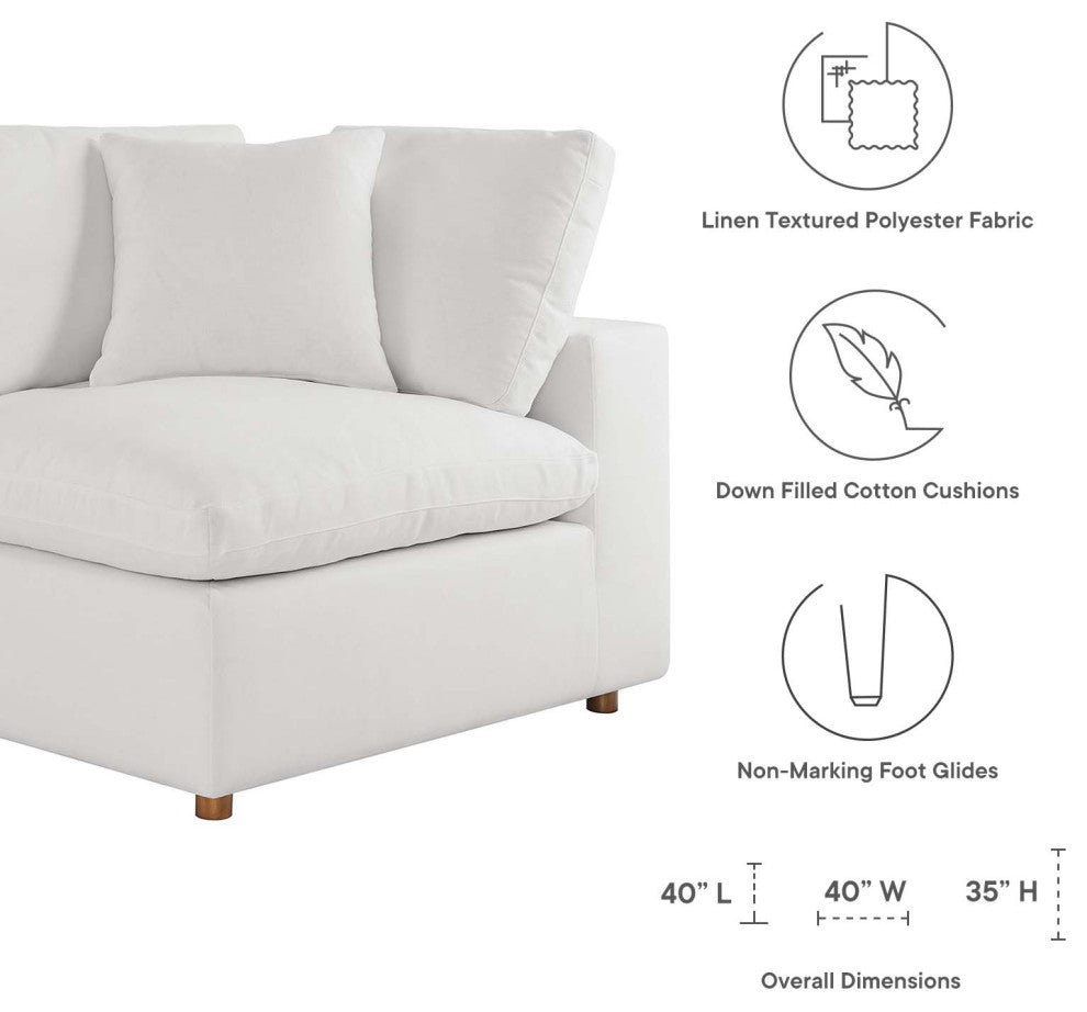 Modular Sectional Deep Sofa Set, White, Fabric, Modern, Lounge Cafe Hospitality