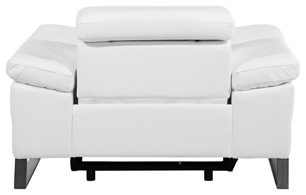 Antonio Italian Leather Power Reclining Arm Chair, White