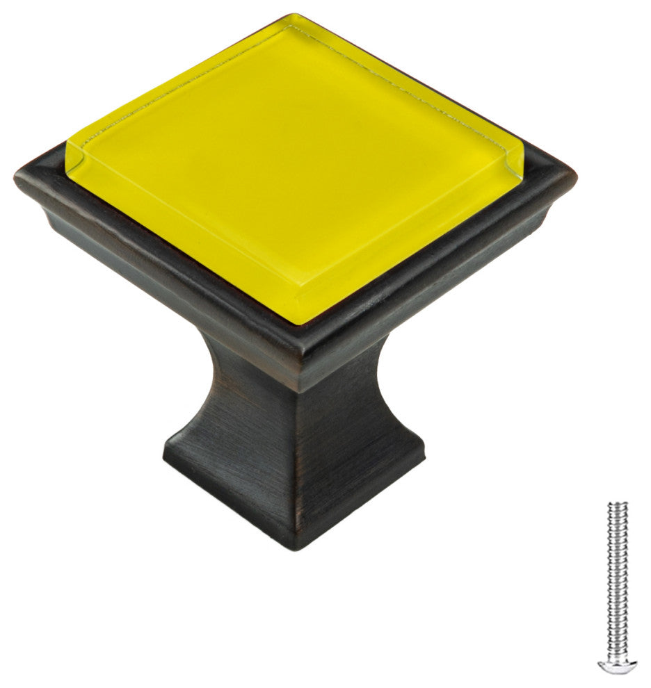 Golden Yellow Crystal Glass Oil Rubbed Bronze Madison Classic Knob