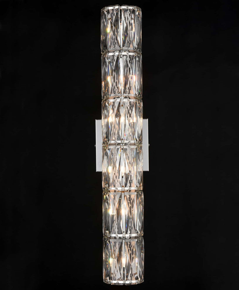 Wall Sconce Modern Crystal Light Bathroom Wall Lighting, Chrome, 6-Light