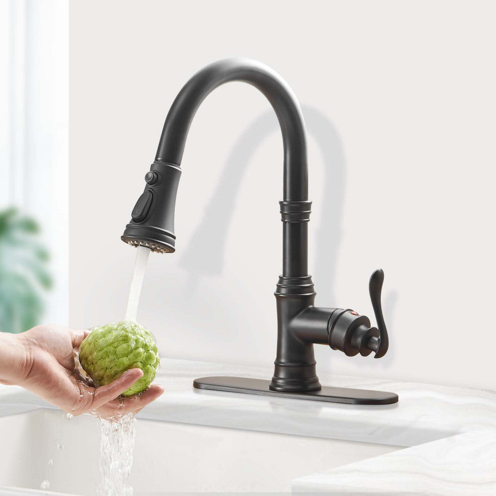 Single Handle High Pull Out Kitchen Faucets With Pull Down Sprayer