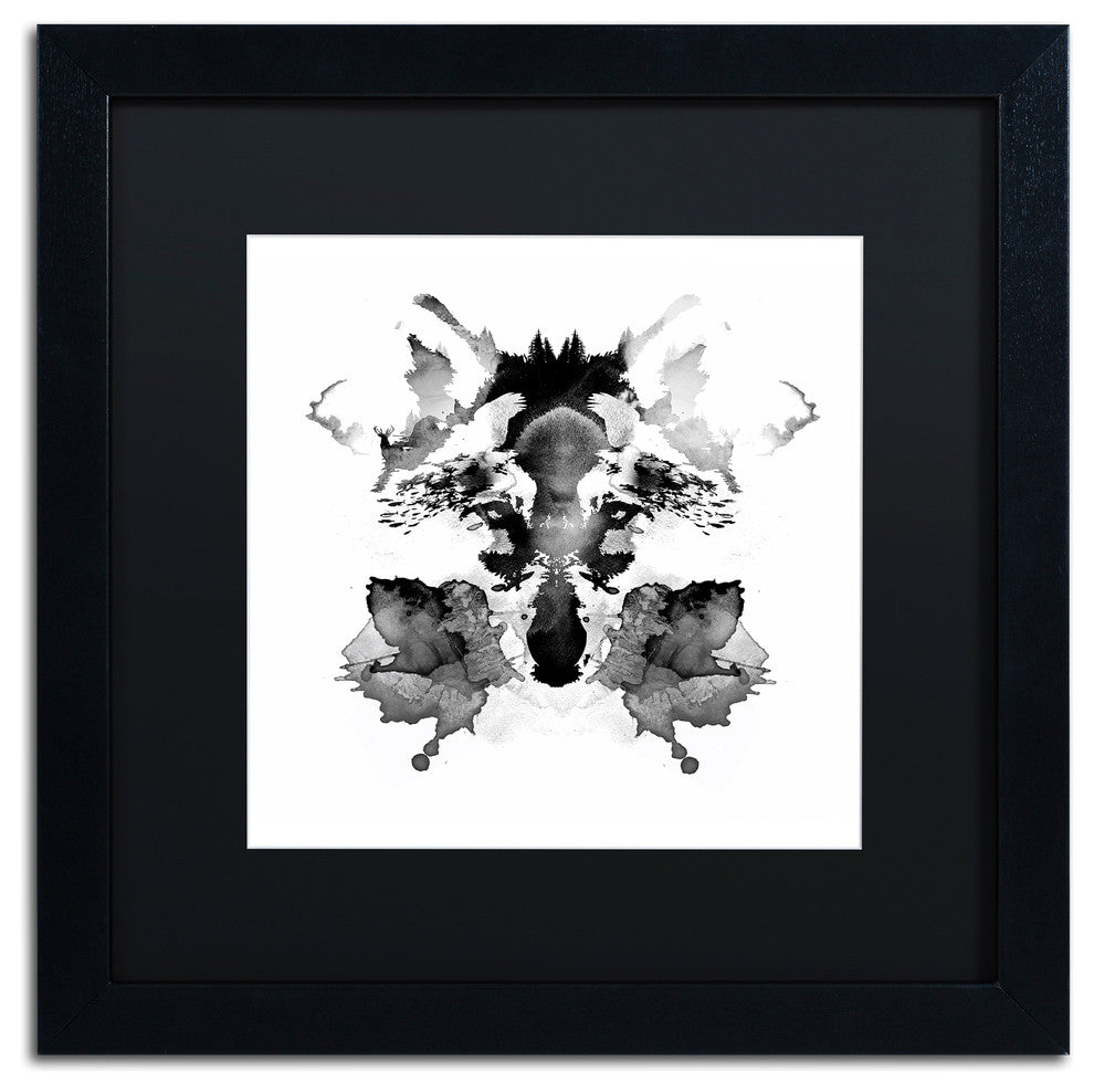 Robert Farkas 'Rorschach' Art, Black Frame, Black Mat, 16x16