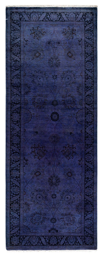 Fine Vibrance, One-of-a-Kind Hand-Knotted Runner Rug Purple, 3'1"x8'5"
