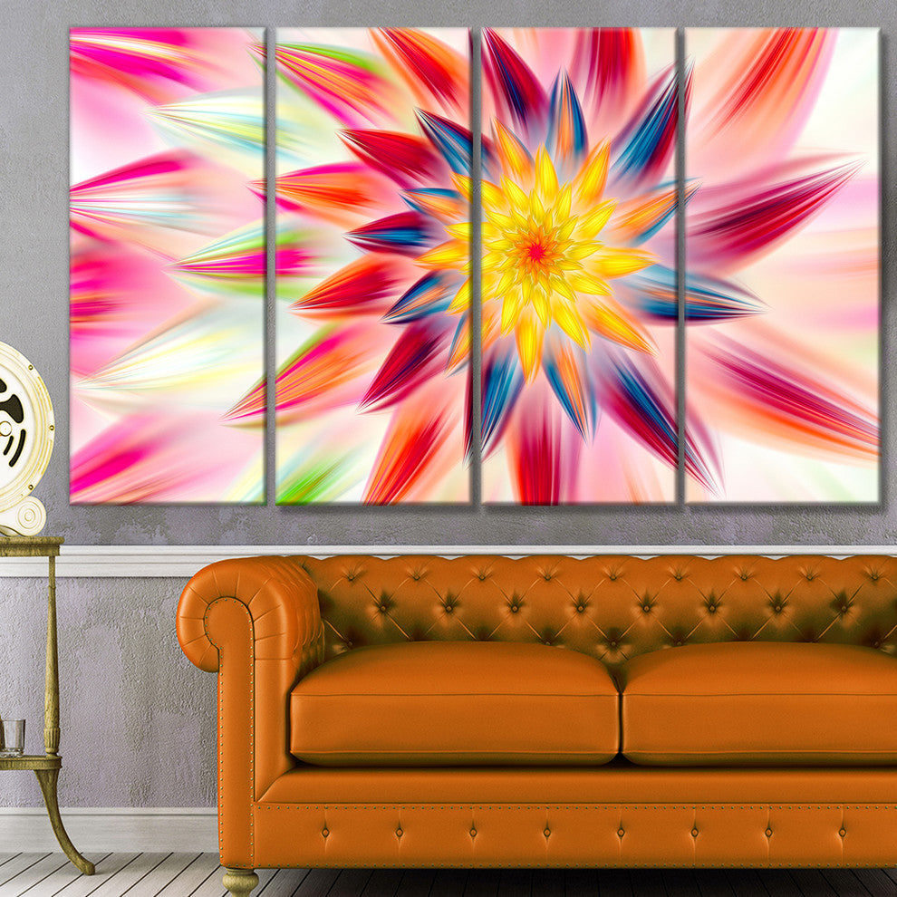 Pink Dancing Flower Petals, Floral Canvas Art Print, 48"x28", 4 Panels