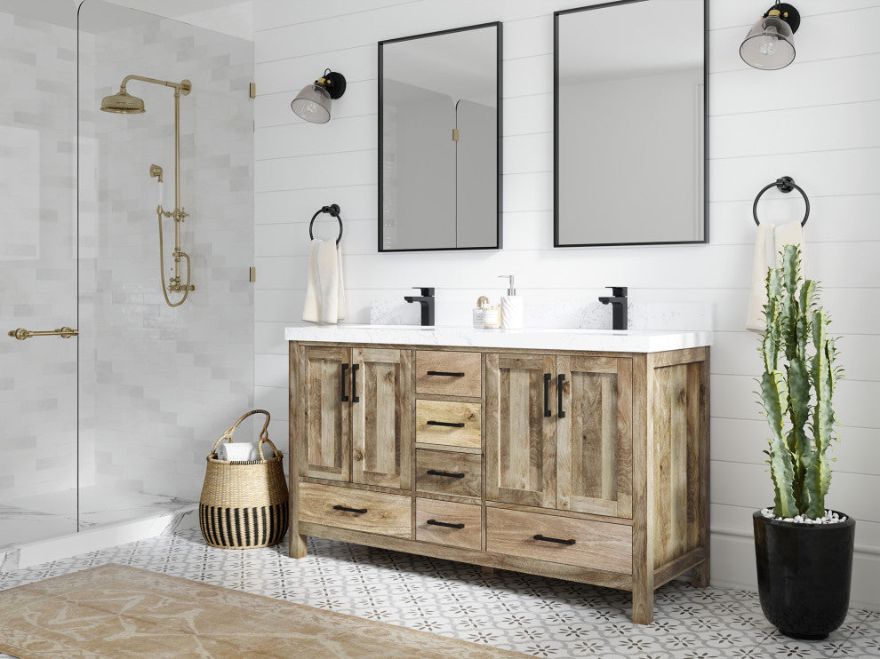 Malibu Mango 60 Double Sink Bathroom Vanity in Natural 1.5" Empira Quartz
