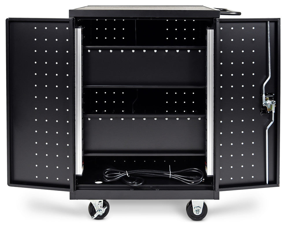 Luxor Black 24 Laptop Computer Charging Cart