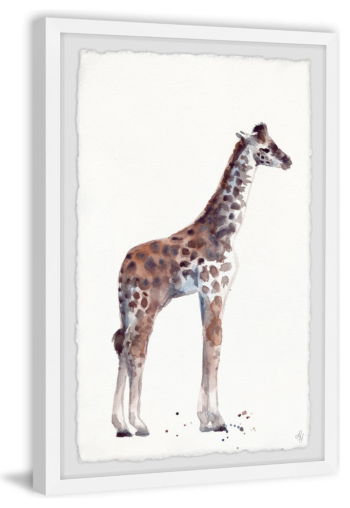 "Standing Tall Giraffe" Framed Painting Print, 8"x12"
