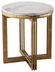 Modern Round Marble-top End Table Side Table in White & Gold