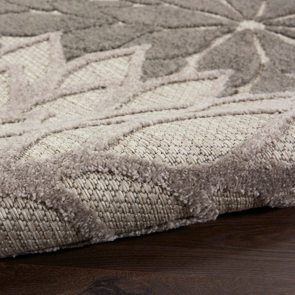 Nourison Aloha 3' x 5' Silver Grey Tropical Area Rug