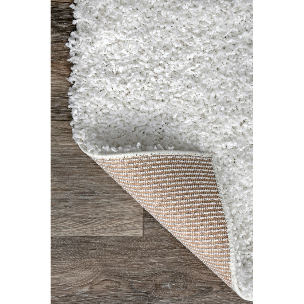 Nuloom Gwenyth Solid Shag Rug, White 2' 8" x 8'