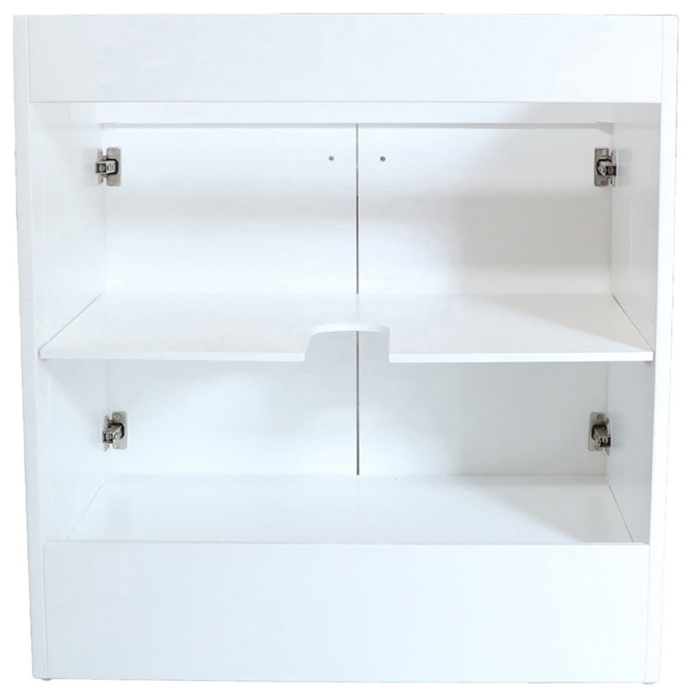 SmartFold 30" Single Sink Vanity Cabinet, White Finish, Gold Hardware