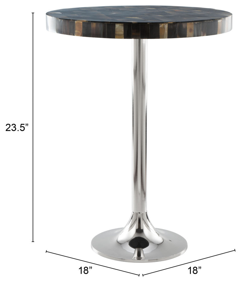 Sofa Side Table, Round, Aluminum, Metal, Silver, Lounge Cafe Lobby Hospitality