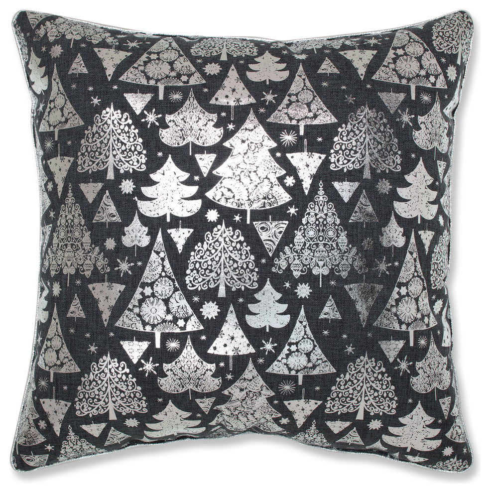 Metallic Christmas Trees 17" Pillow  Gray