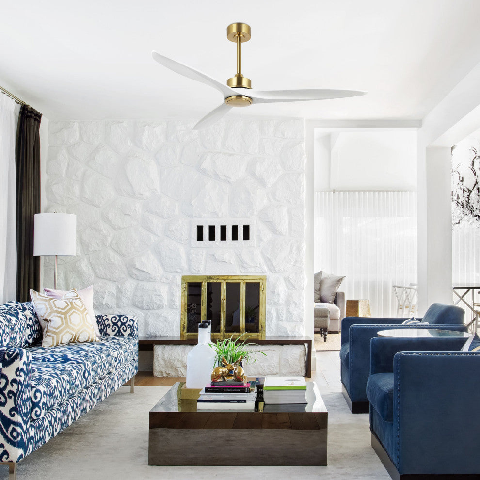 60" 3-Blade Reversible DC Motor Ceiling Fan With Remote, Gold