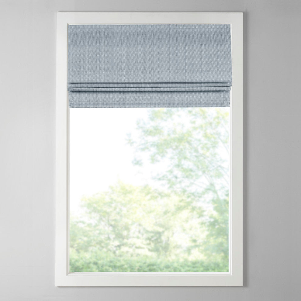 Madison Park Galen Basketweave Roman Shade, Blue, 35"