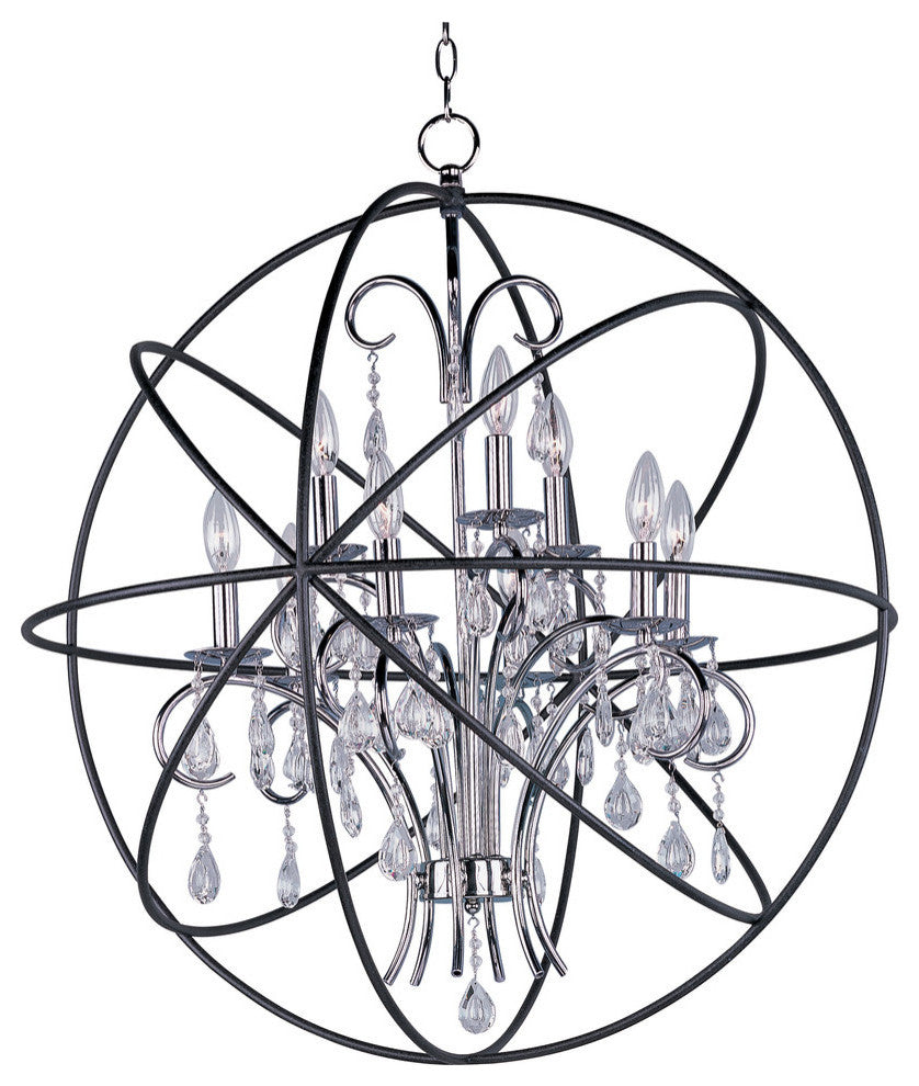 Maxim Lighting Orbit 9-Light Pendant, Anthracite and Polished Nickel - 25145ARPN