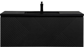 Matte Black Wall Mount Bath Vanity, Integrated Sink, Black Sink, 48"