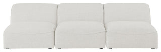 Miramar Linen Textured Fabric Upholstered 3-Piece Modular Sofa, Cream