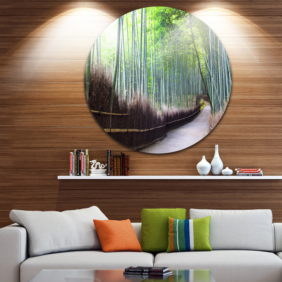 Kyoto Bamboo Forest Pathway, Forest Round Wall Art, 11"