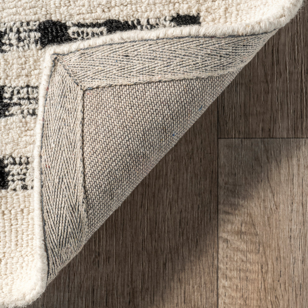 Nuloom Adahlia Checkered Wool Rug, Ivory 9' x 12'