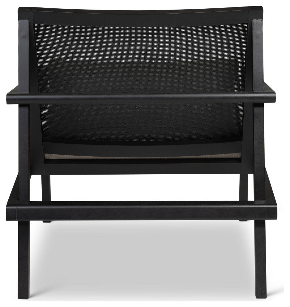 Modern Brazilian, Barra, Cane Lounge Chair, Black/Ivory