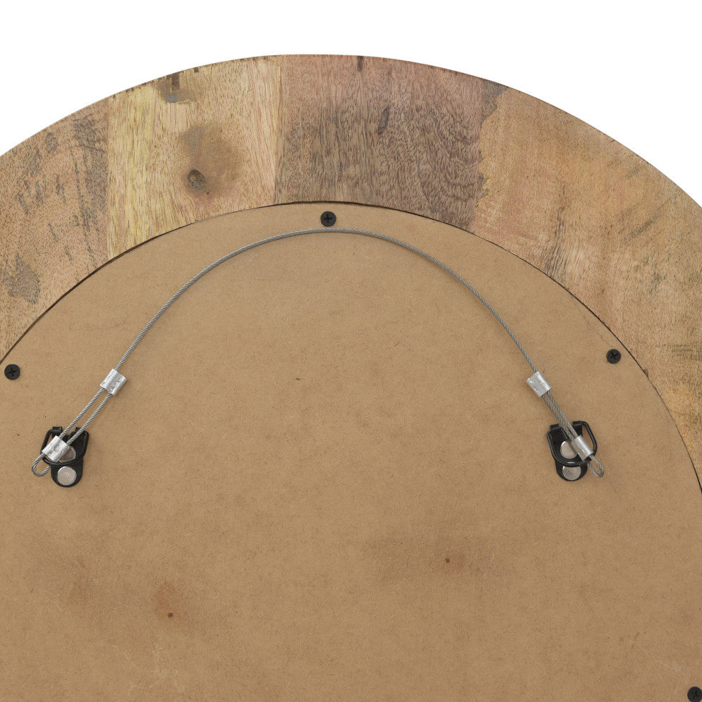 Darcy Handcrafted Mango Wood Aluminum Fitted Round Mirror