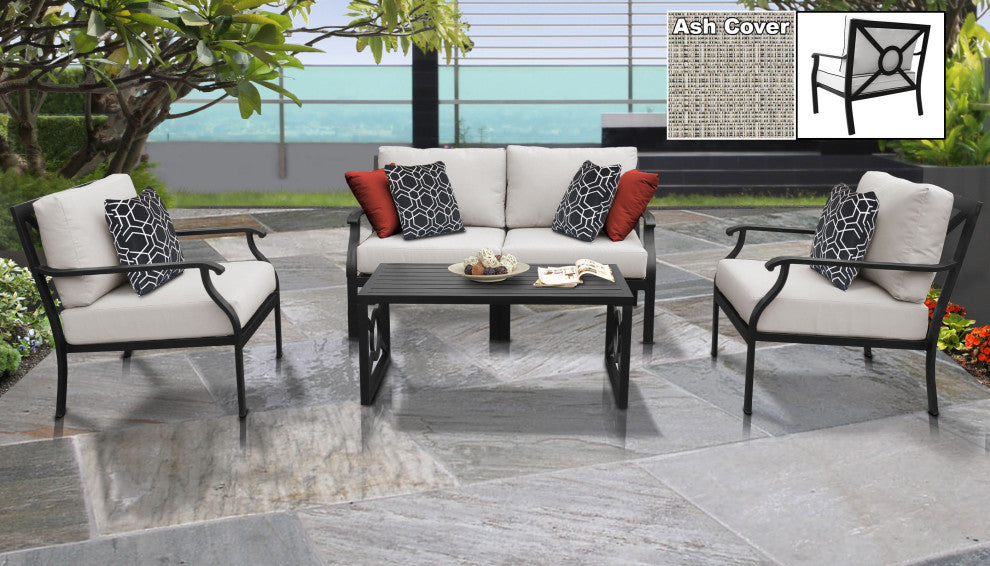 kathy ireland Madison Ave. 5 Piece Aluminum Patio Furniture Set 05c, Truffle