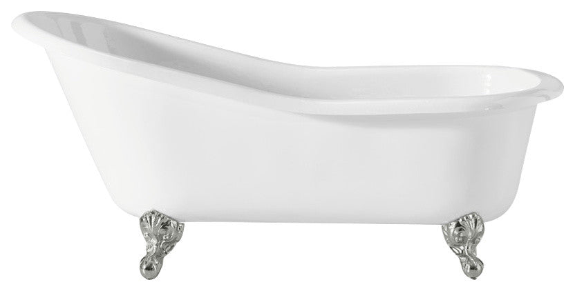 Cheviot Products Slipper Cast Iron Bathtub With Continuous Rolled Rim, Chrome