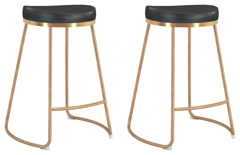 Bree Counter Stool, Set of 2 Black/Gold
