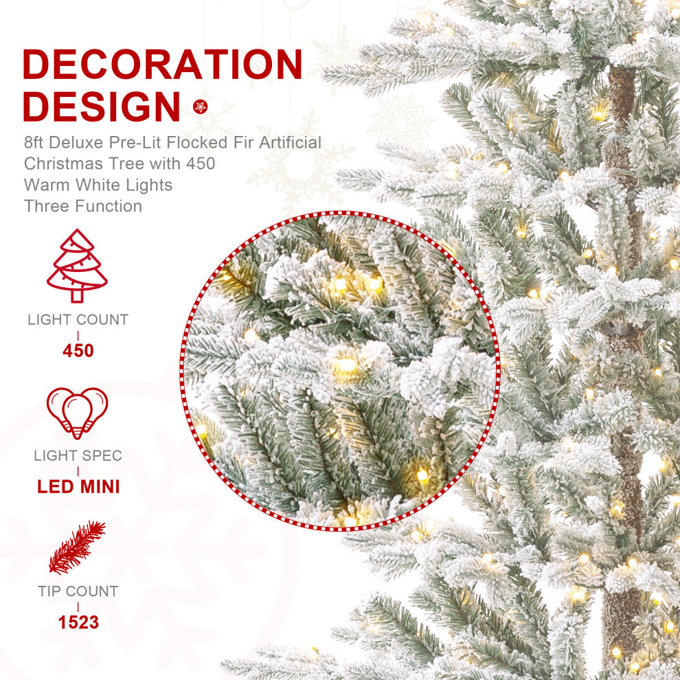 8' Deluxe Pre-Lit Artificial Christmas Tree