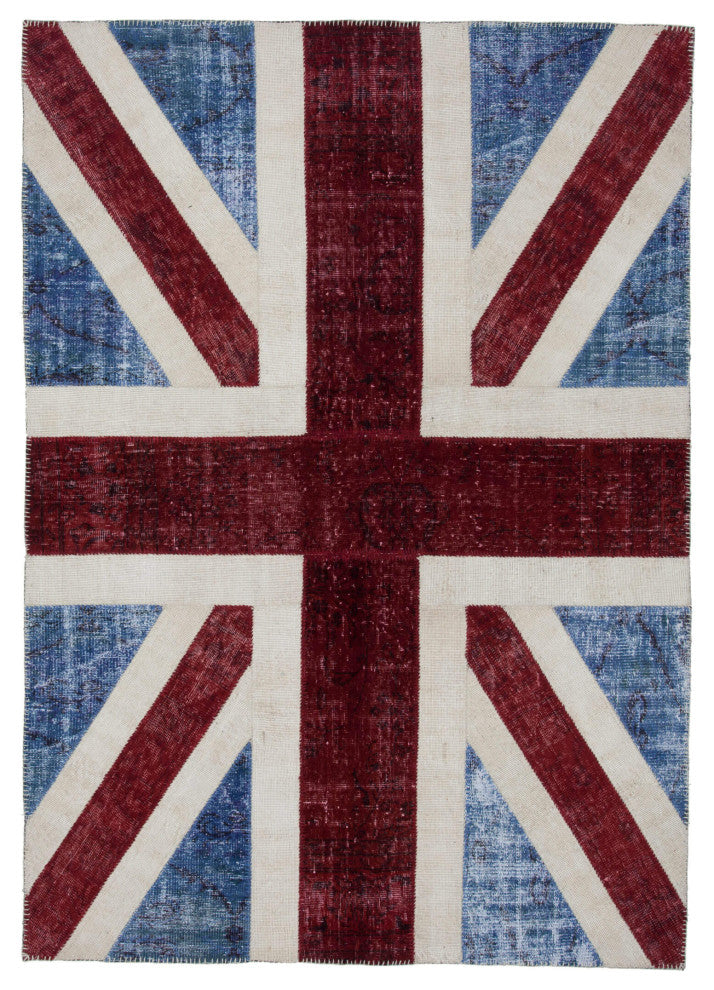 Rug N Carpet - Handwoven Oriental 5' 7'' x 8' 0'' Flag Patchwork Rug