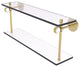 Clearview 22" Two Tiered Glass Shelf with Twisted Accents, Unlacquered Brass