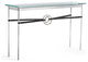 Equus Console Table, Sterling Finish - Dark Smoke Accents - Black Leather Strap