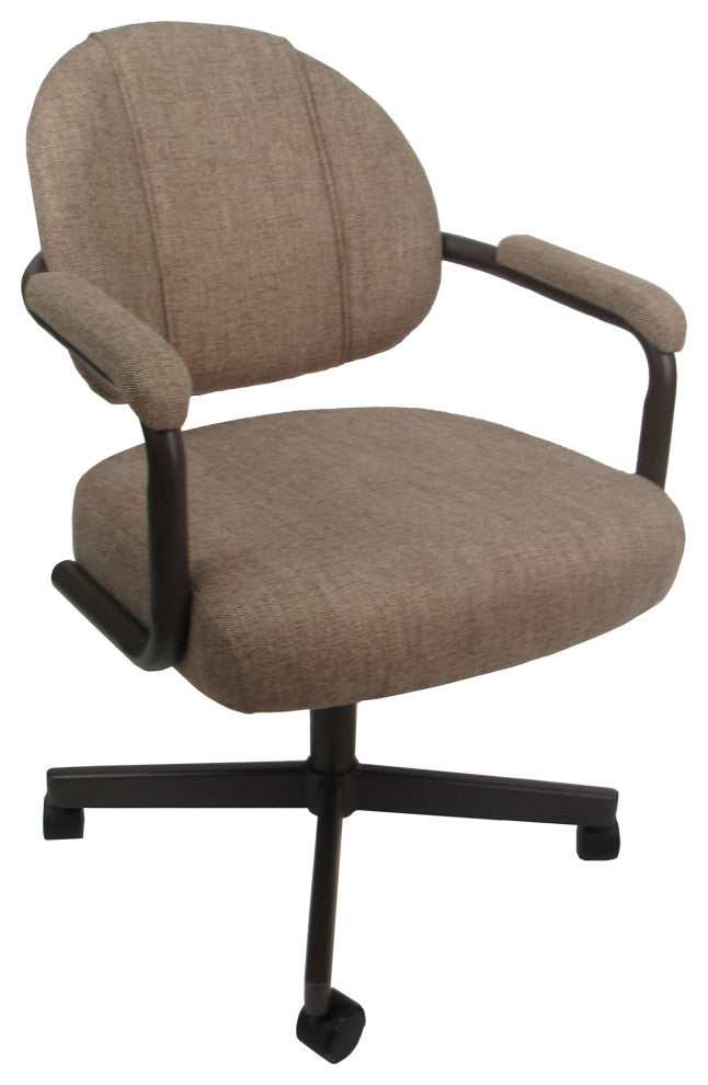 M-70 Caster Swivel Tilt Kitchen Chair with Wheels, Basin Beige - Coffee
