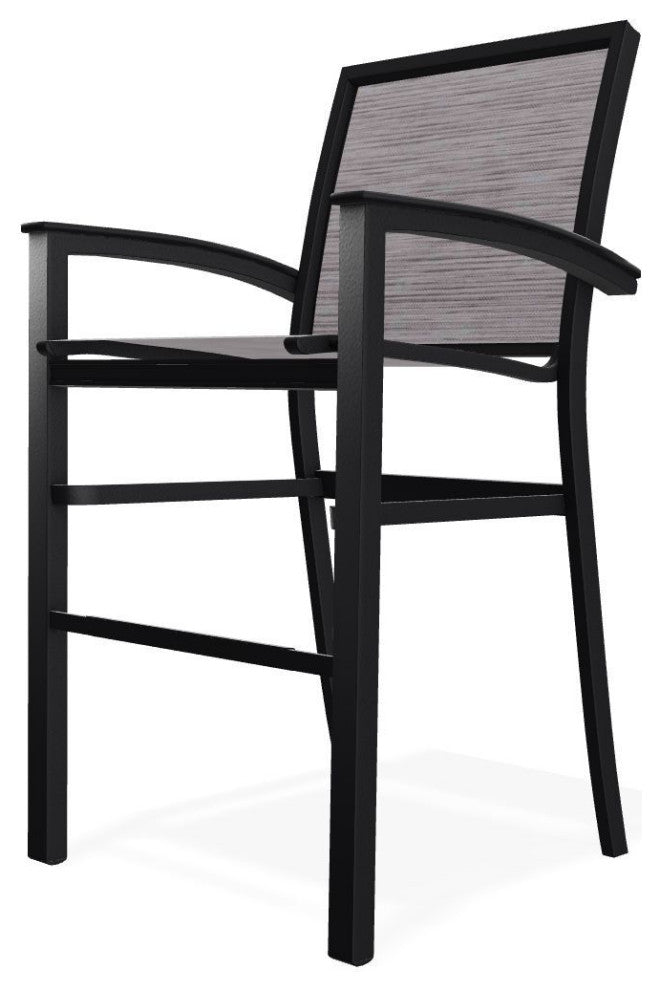 Bazza Sling Bar Height Stackable Outdoor Stool, Fossil/Black