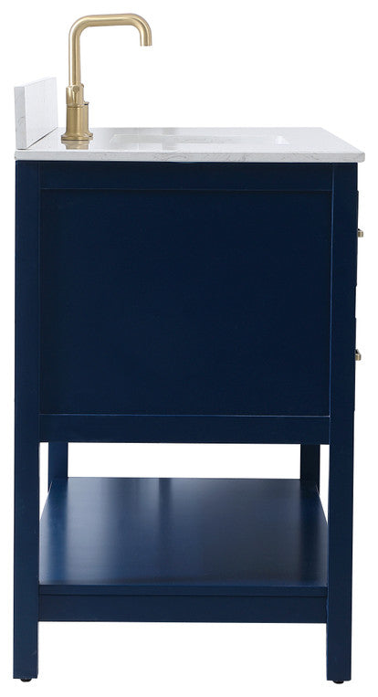 Skylar 48" Single Bathroom Vanity, Blue, With Backsplash