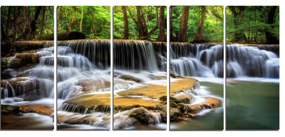 "Level Six of Huai Mae Kamin Waterfall" Canvas Print, 5 Panels, 60"x28"