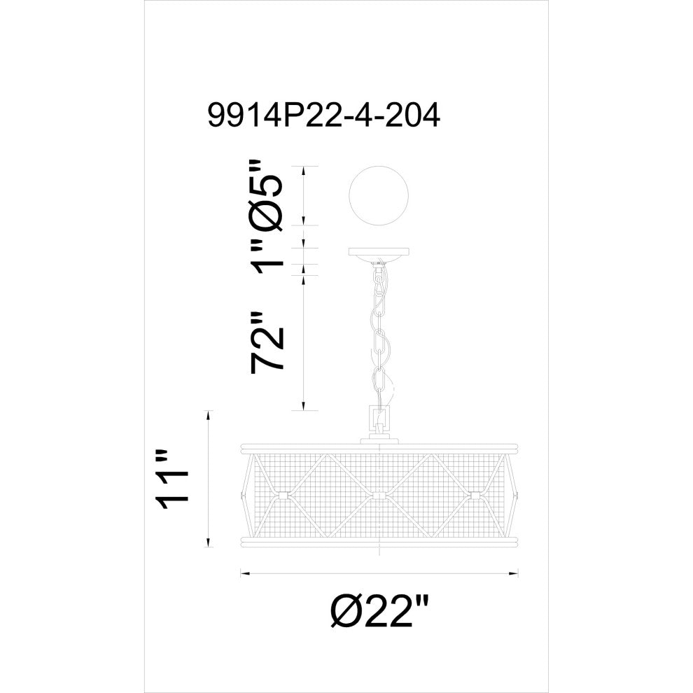 Kali 4 Light Chandelier With Light Brown Finish