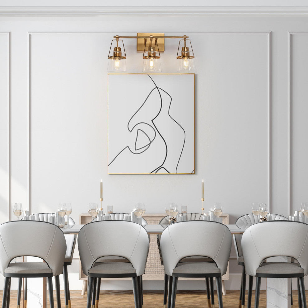 LNC Polished Gold Modern Glass Bell Wall Sconce, 3 Lights