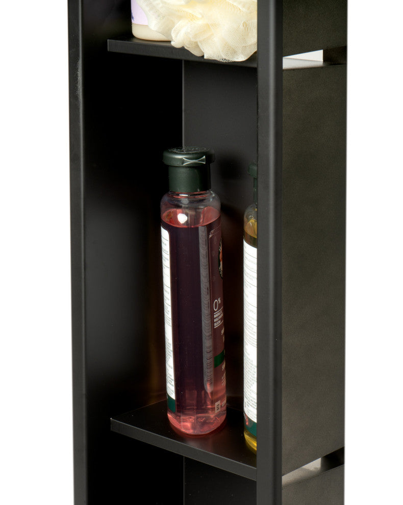 ALFI 8"x36" Black Matte Stainless Steel Vertical Triple Shelf Bath Shower Niche