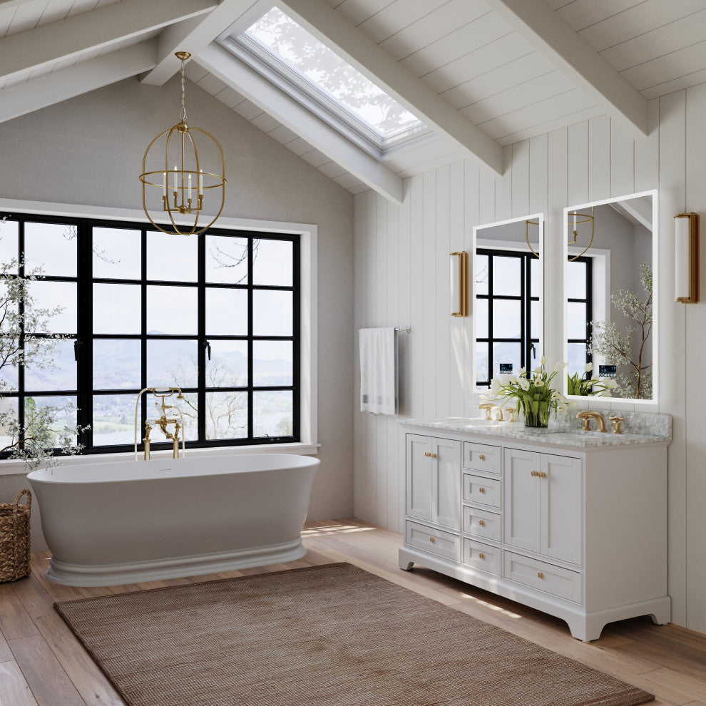 Audrey Vanity Set, White, 60", Gold Hardware, No Mirror