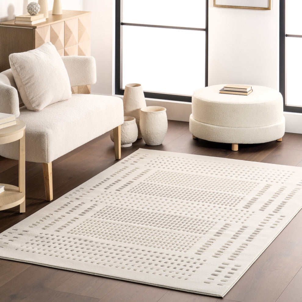 Nuloom Rowyn Geometric Washable Rug, Cream 2' x 3'
