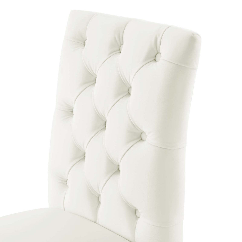 Side Dining Chair, Set of 2, White, Velvet, Modern, Cafe Bistro Hospitality